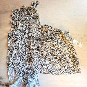 One Shoulder Animal Print Blouse
